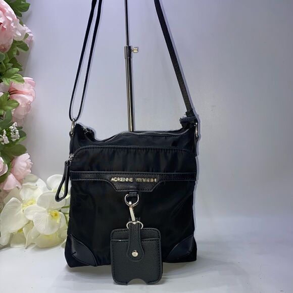 Adrienne Vittadini Nylon Crossbody Black Medium - Picture 1 of 10
